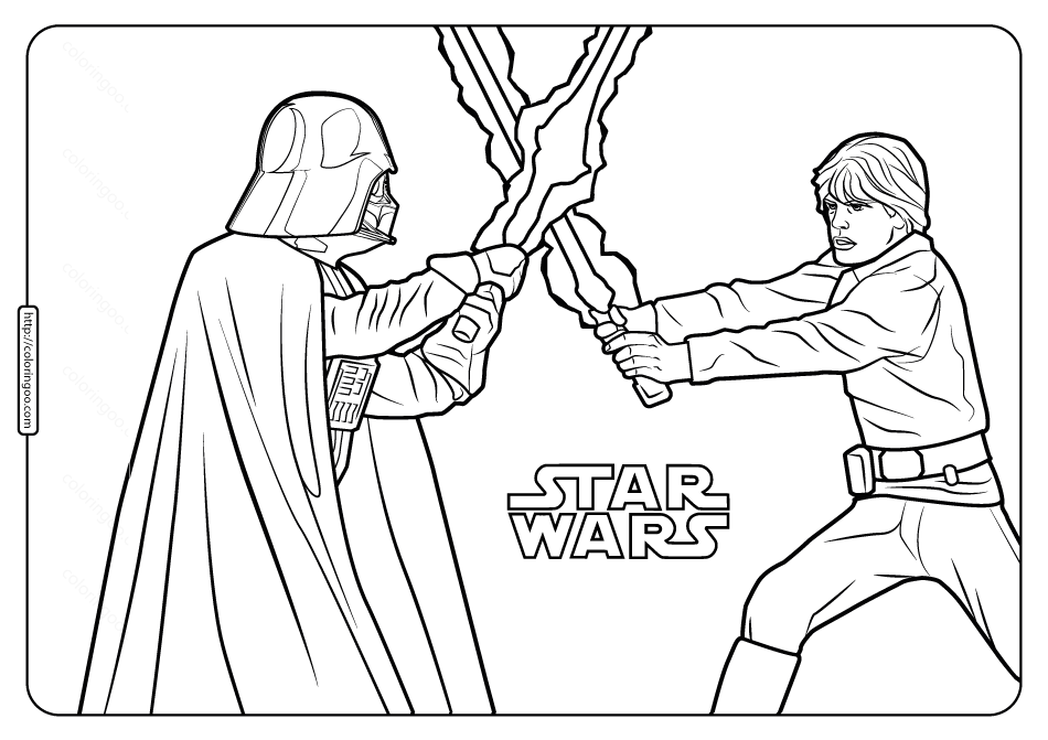 star wars darth vader and luke coloring pages e1582976949579
