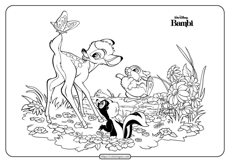 printable bambi coloring book and pages