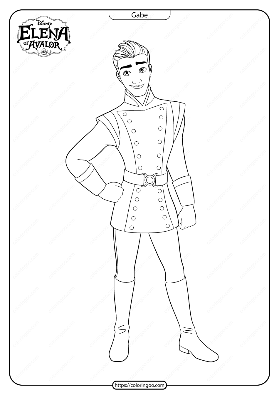printable elena of avalor gabe coloring pages