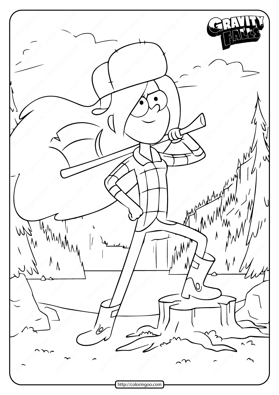 printable gravity falls wendy coloring page