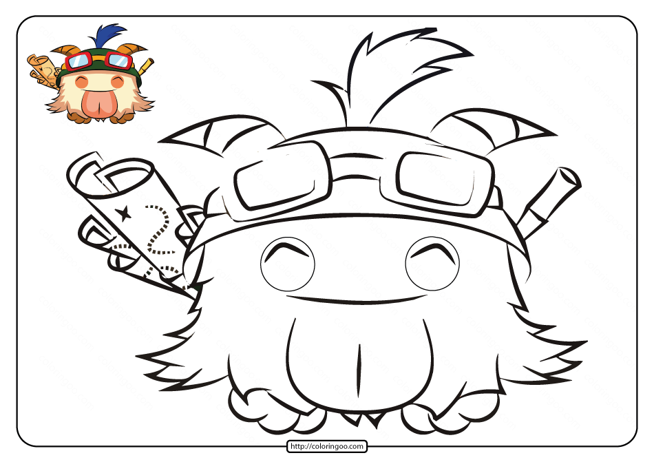 printable lol teemo poro coloring pages