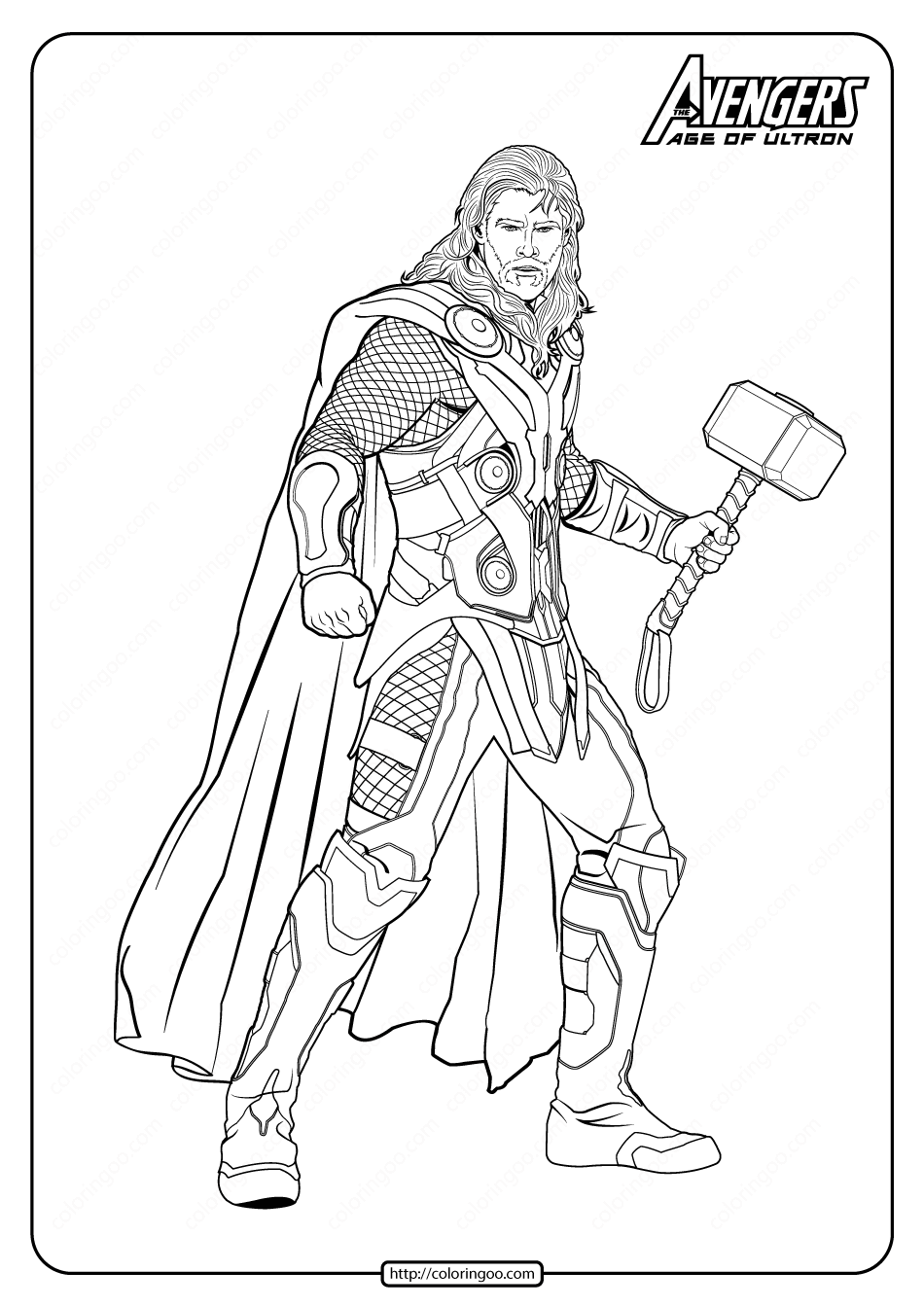 Marvel Avengers Thor Pdf Coloring Pages