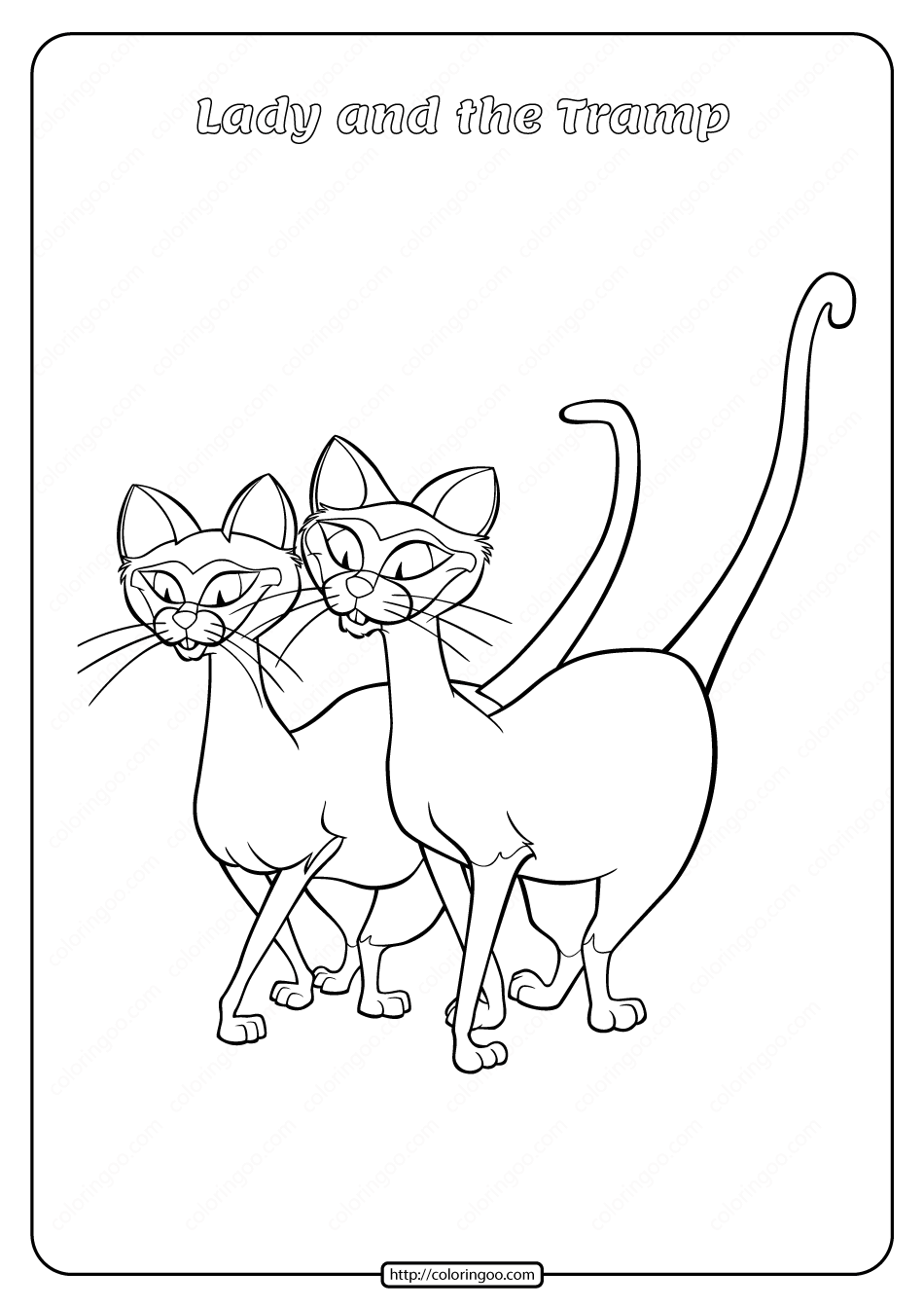 Printable Lady and the Tramp Coloring Page 04