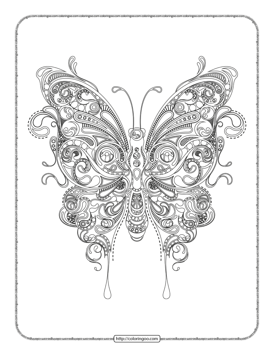 free printable butterfly adult coloring pages