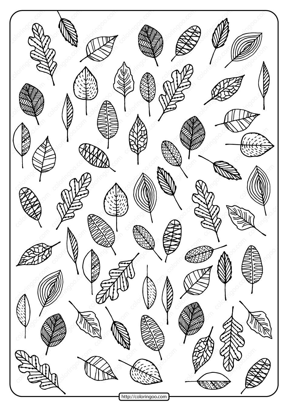 printable autumn leaves coloring page