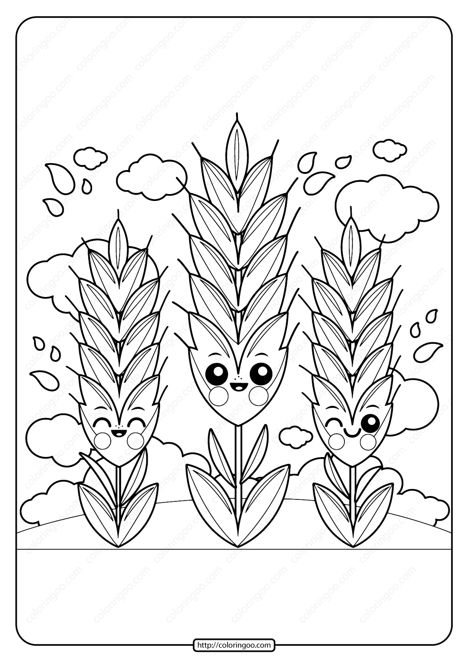printable cute wheat pdf coloring page