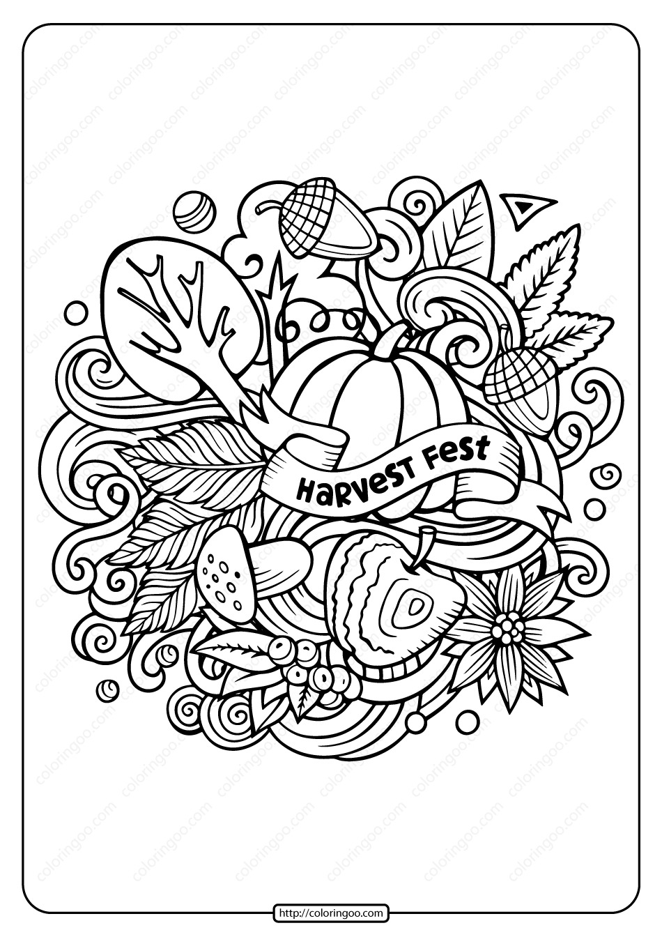 printable harvest fest pdf coloring page