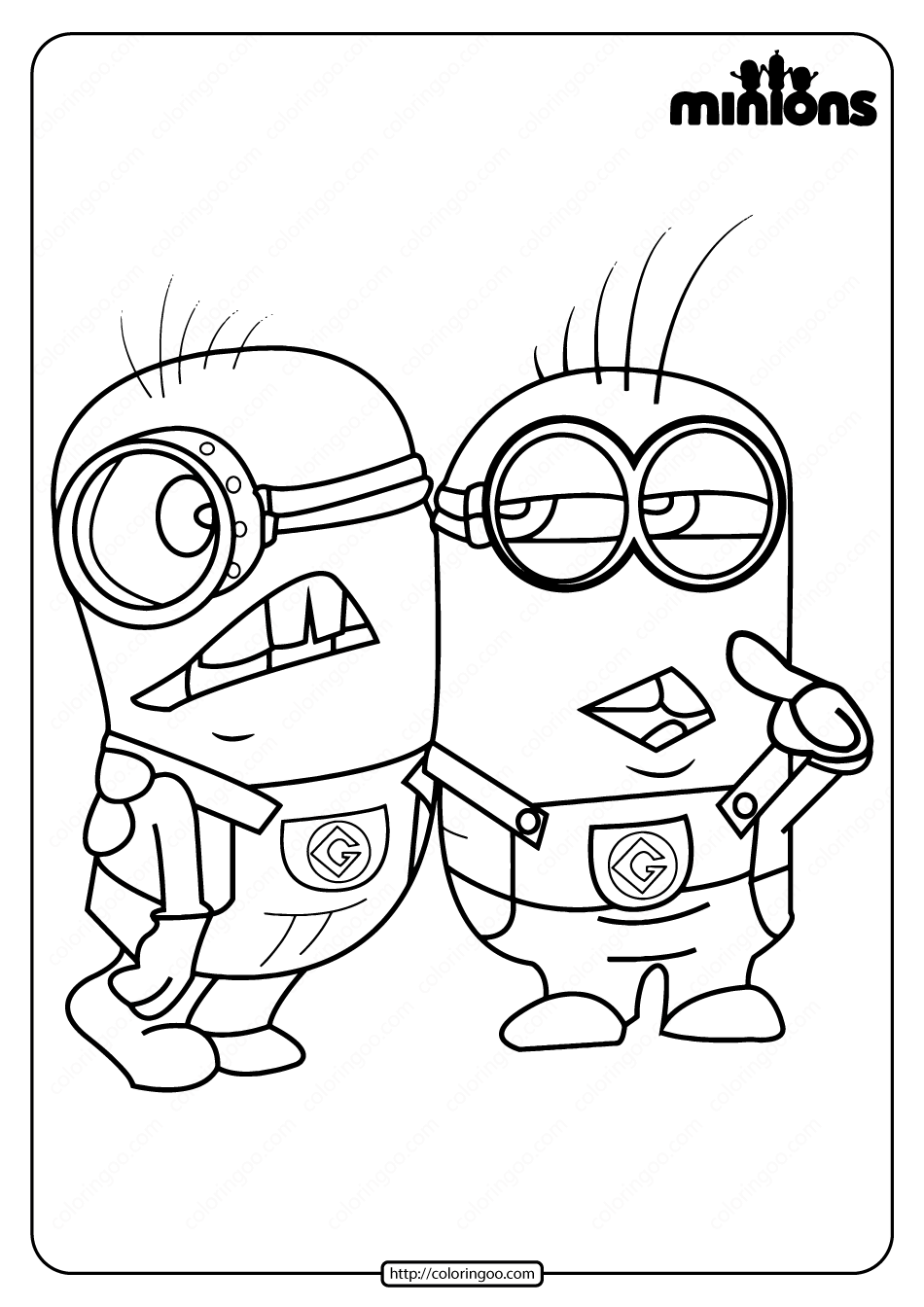 printable minions pdf coloring pages