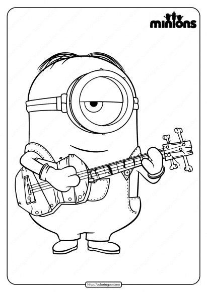 printable minions play the guitar coloring pages