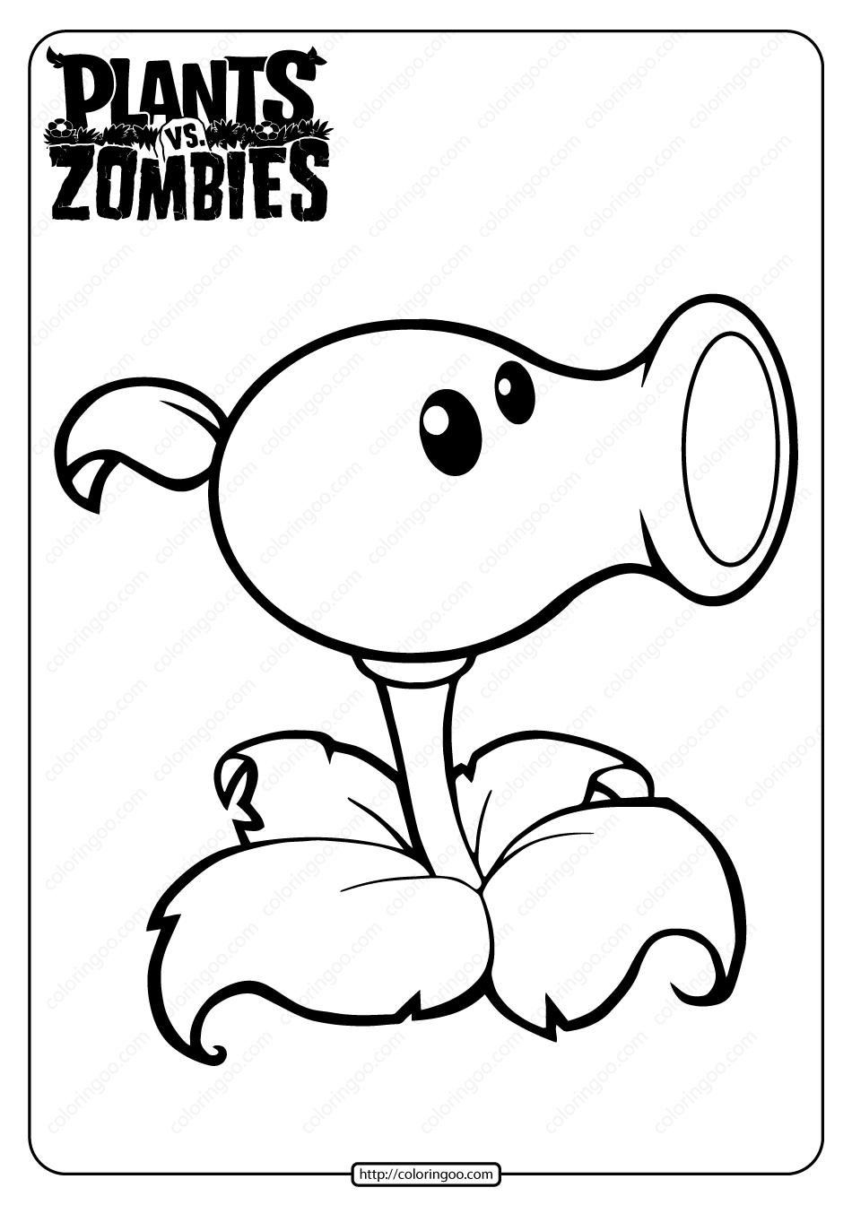 printable plants vs zombies peashooter coloring page