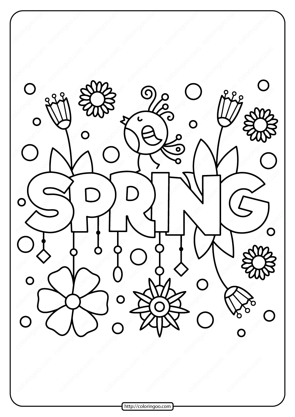 printable spring pdf coloring page