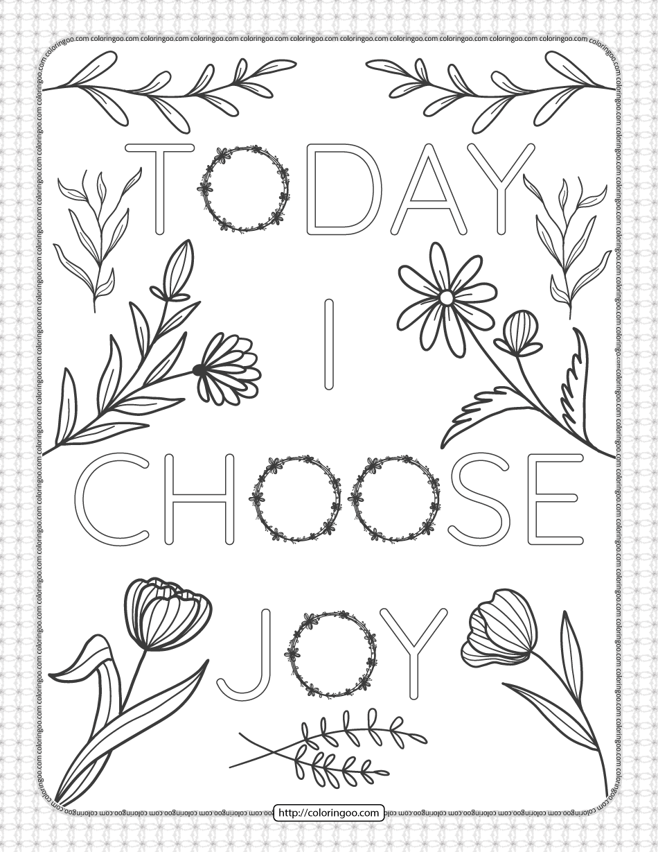 today i choose joy free printable coloring page 1