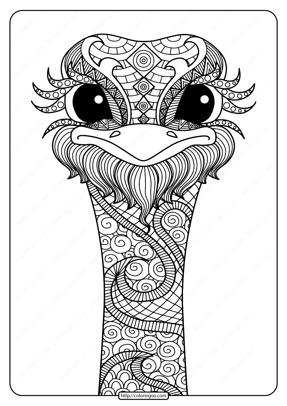 Free Printable Ostrich Mandala Pdf Coloring Page