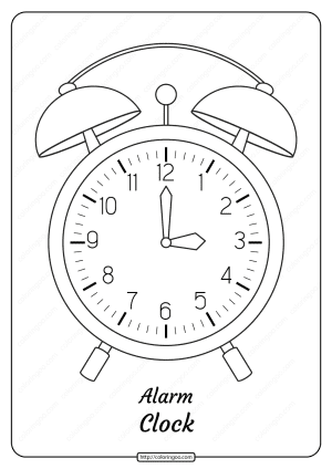 free printable alarm clock outline coloring page