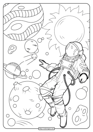 free printable astronaut in space pdf coloring page