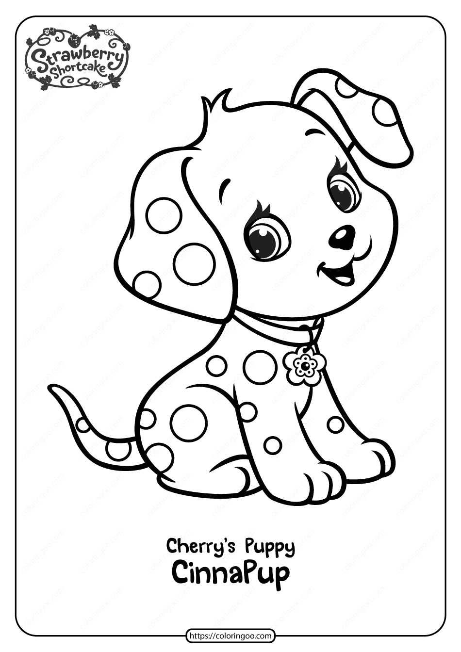 free printable cherrys puppy cinnapup coloring page