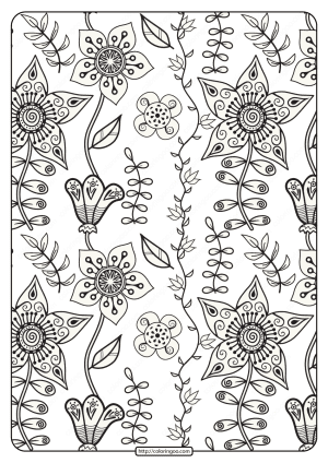 free printable floral pattern pdf coloring page