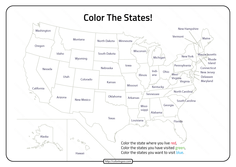 free printable geography color the states in usa worksheet