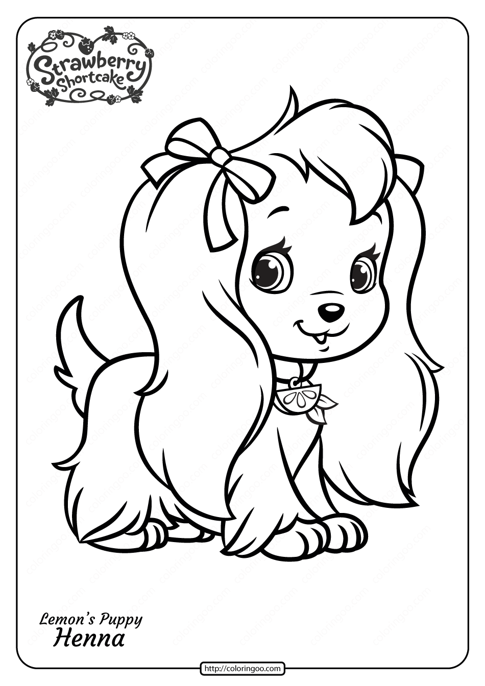 free printable lemons puppy henna coloring page