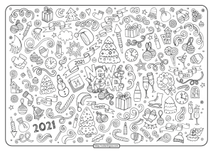 free printable new year 2021 doddle coloring pages