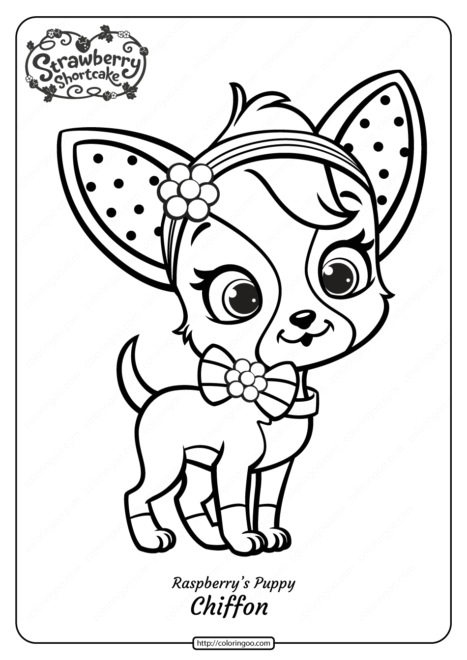 free printable raspberrys puppy chiffon coloring page