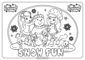 free printable snow fun strawbery shortcake coloring