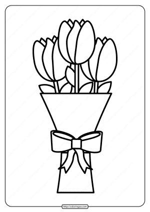printable bouquet of tulips pdf coloring page