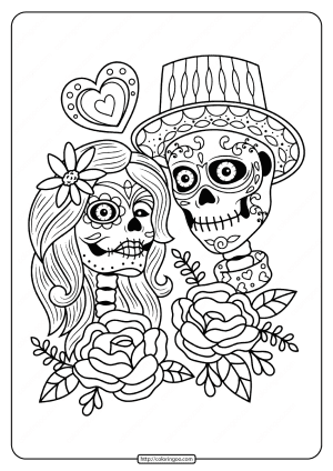 printable day of the dead couple adult coloring page