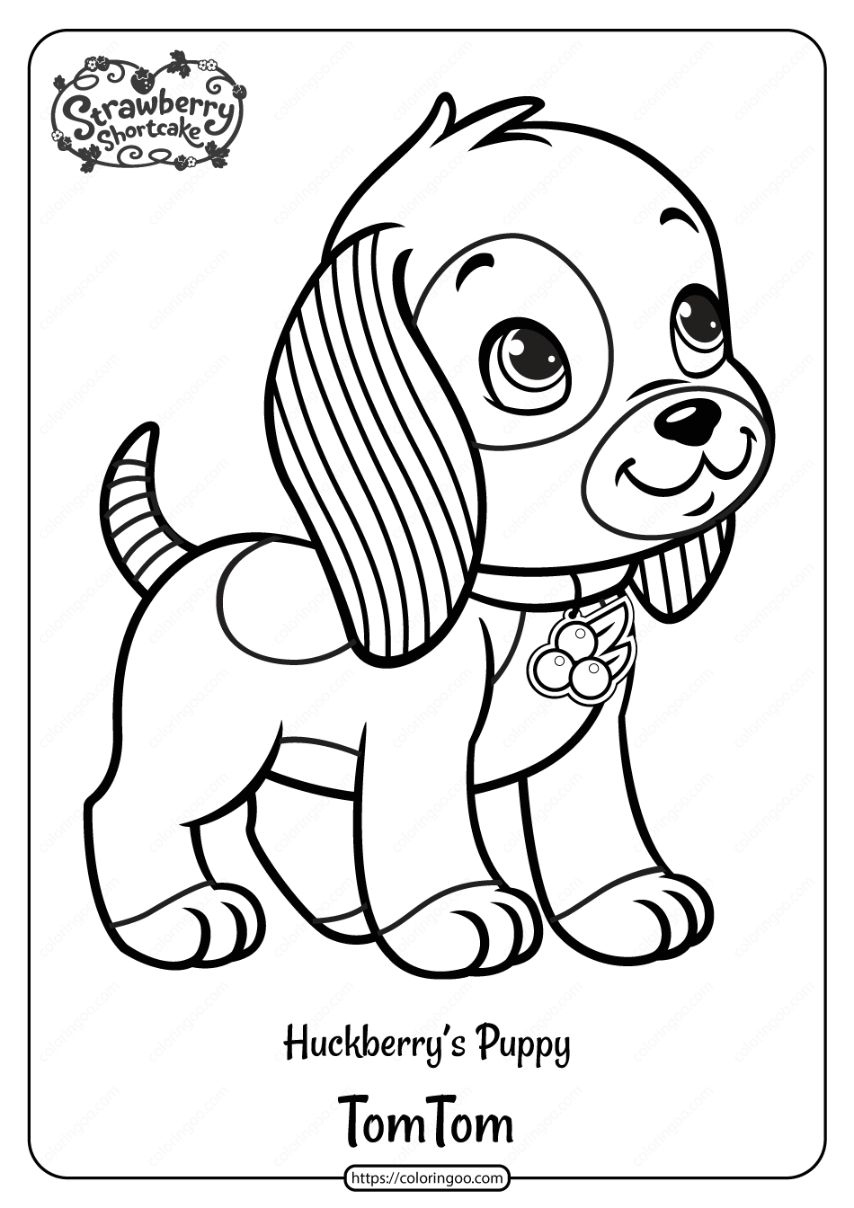 printable huckleberrys puppy tomtom coloring page