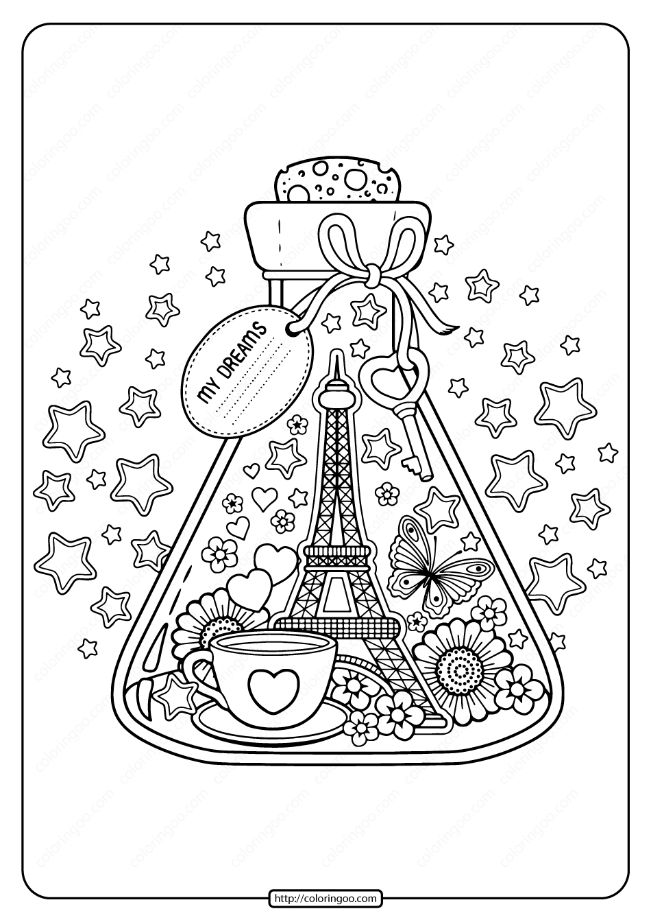 printable paris city of love pdf coloring page