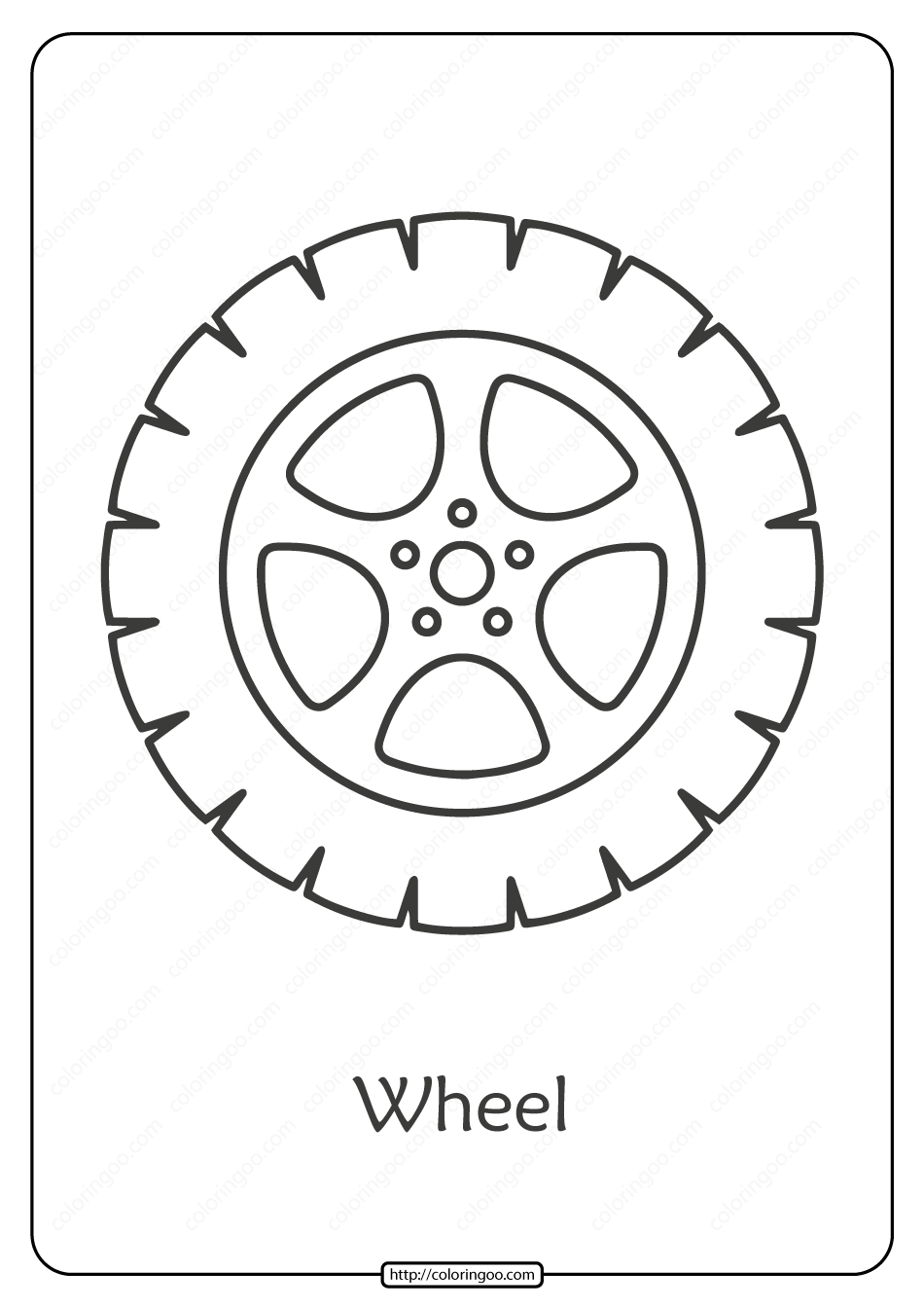 free printable car wheel pdf coloring page