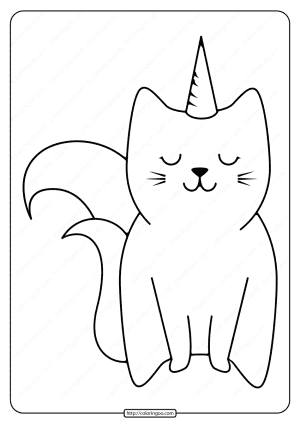 free printable cute caticorn pdf coloring page