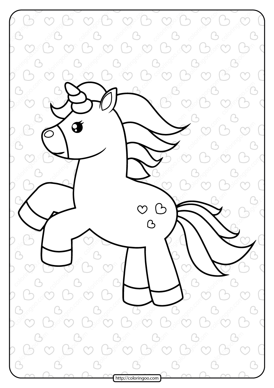 free printable galloping unicorn coloring page
