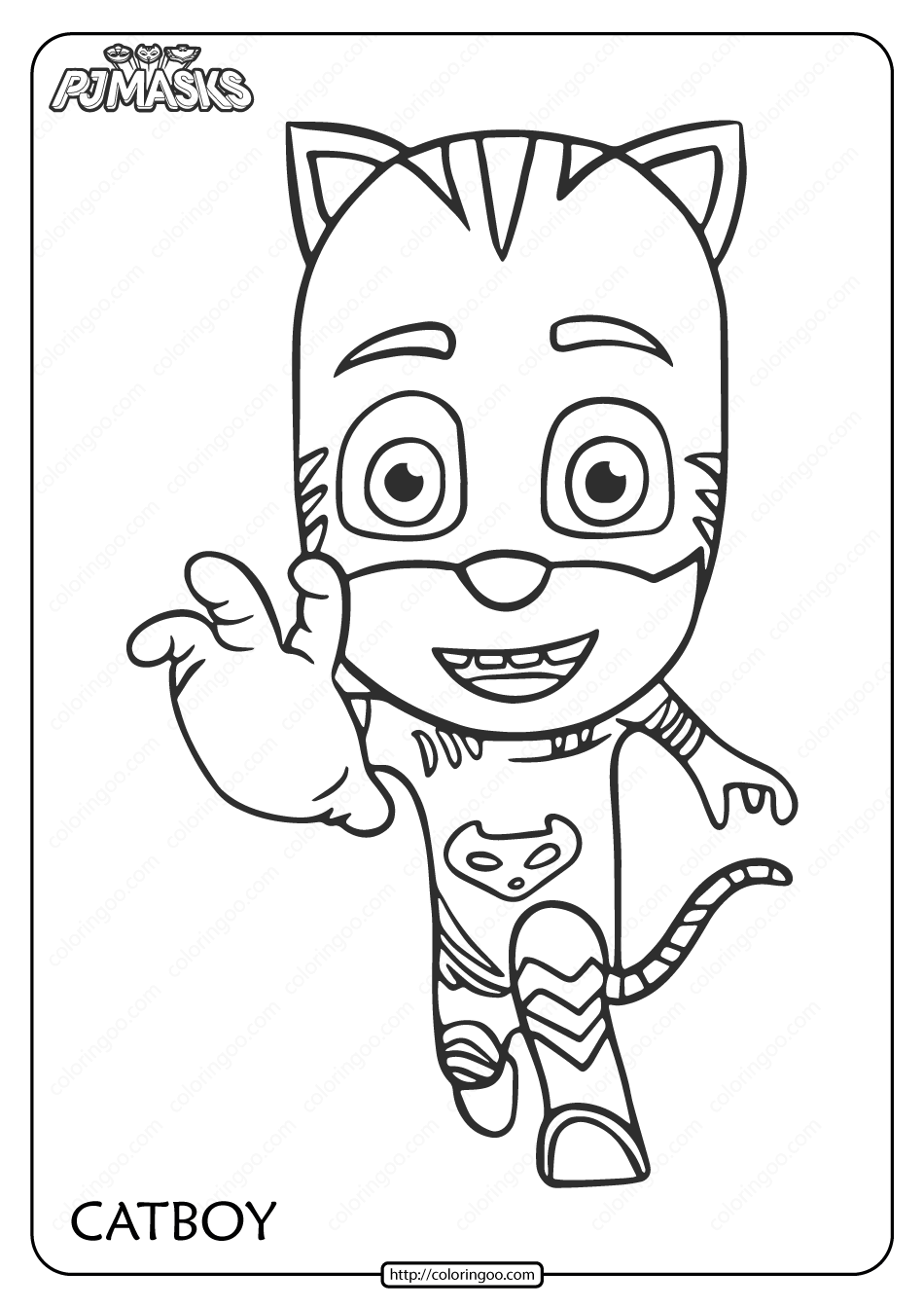 free printable pjmasks catboy pdf coloring page