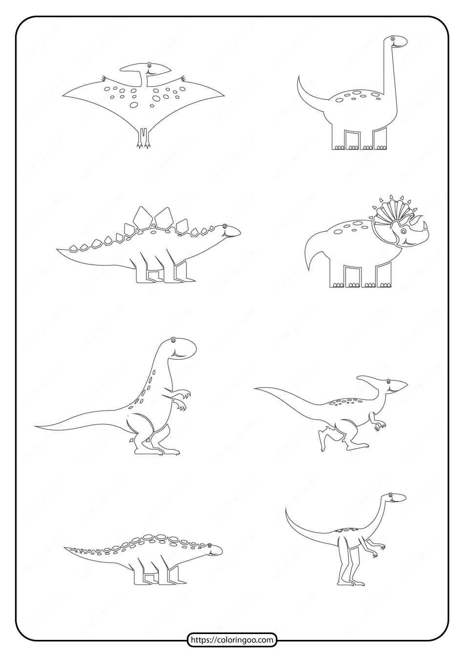 free printable simple dinosaur drawings page