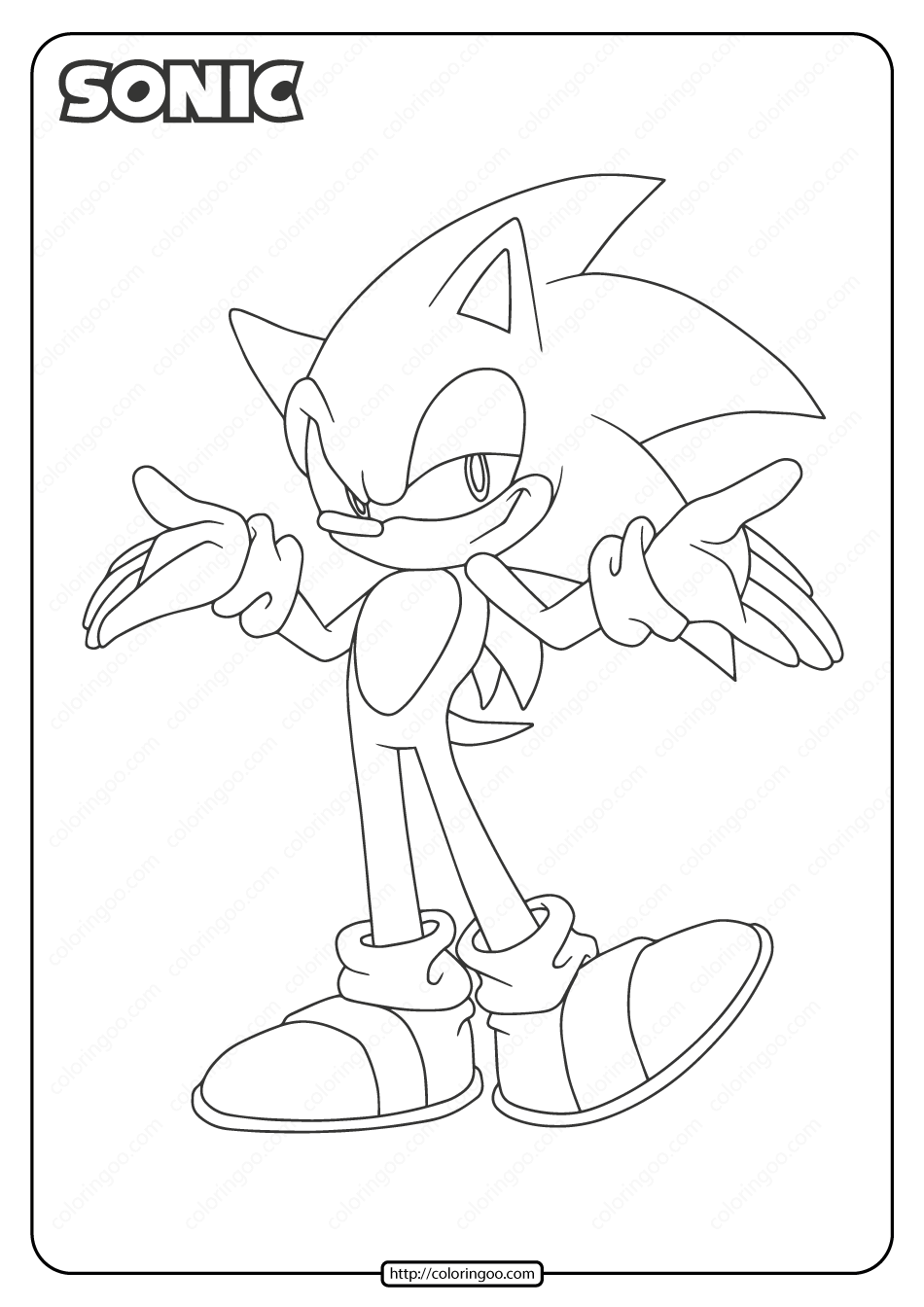 free printable sonic the hedgehog drawing page