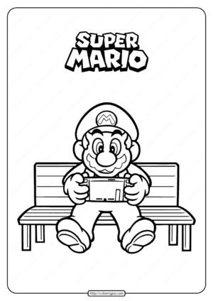 free printable super mario playing game coloring page