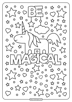 free printable unicorn be magical coloring page