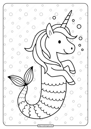 free printable unicorn seahorse pdf coloring page