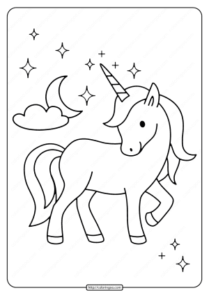 free printable unicorn with the moon coloring page