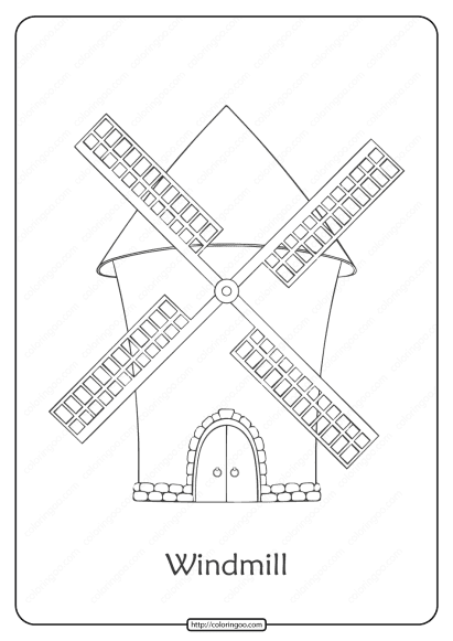 free printable windmill pdf coloring page