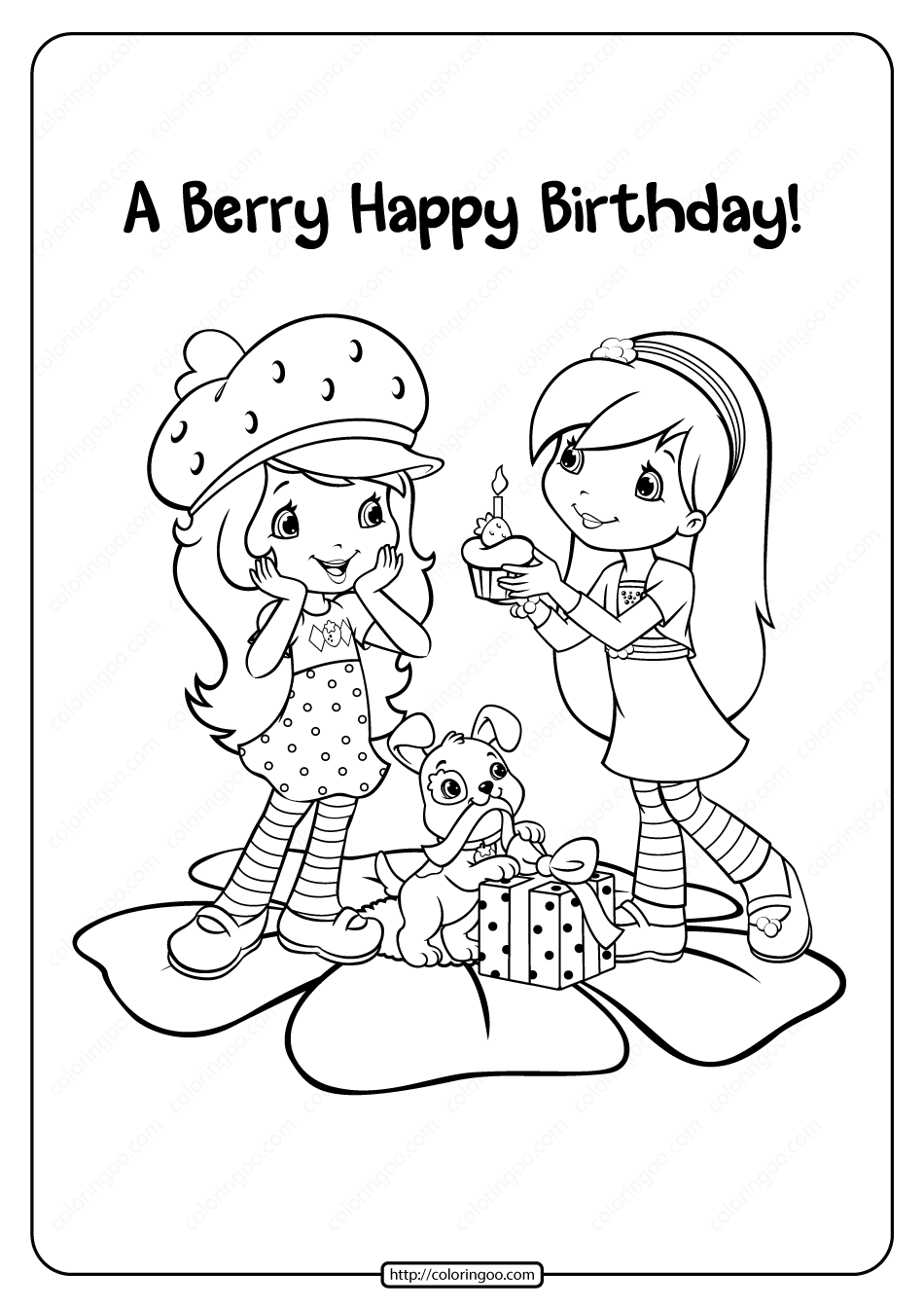 printable a berry happy birthday coloring page