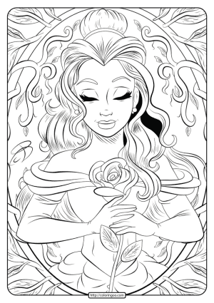 printable beauty and the beast belle coloring page