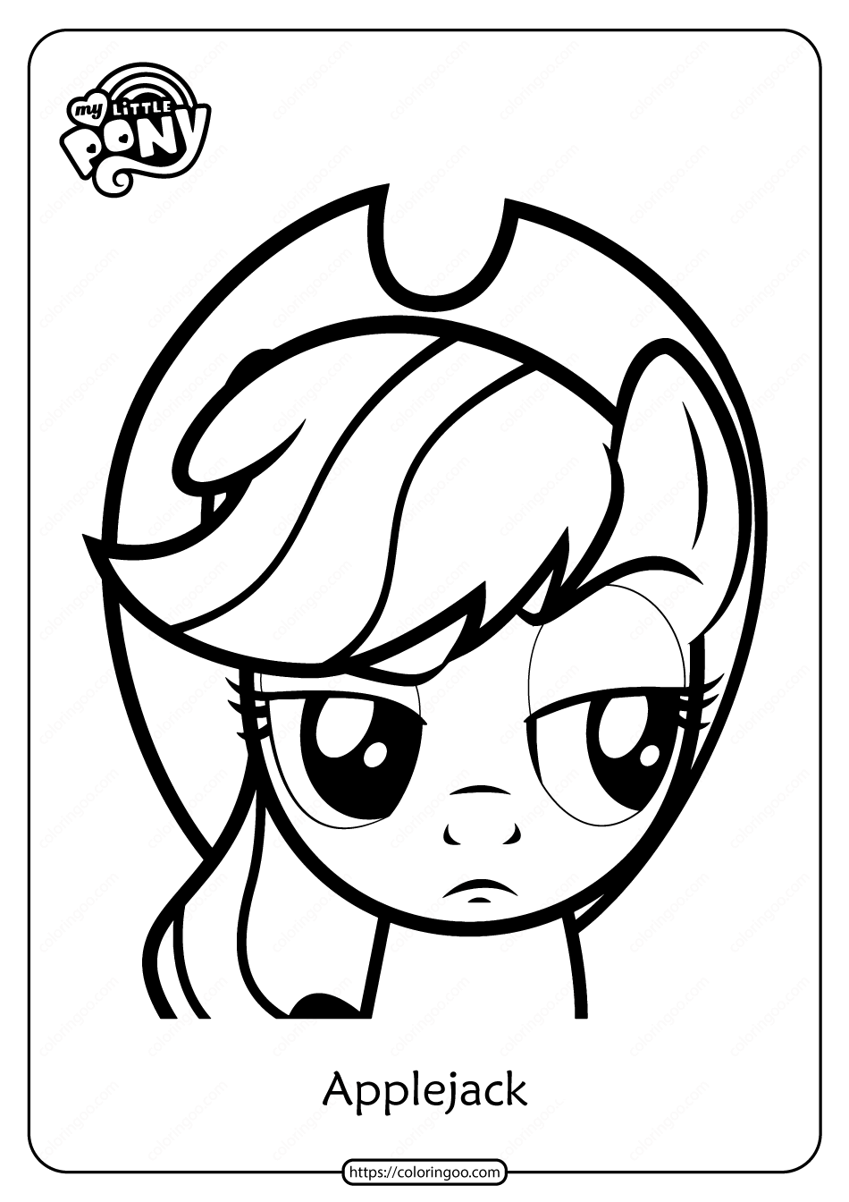 printable my little pony applejack head coloring pages