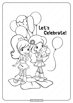 printable strawberry shortcake celebrate coloring page
