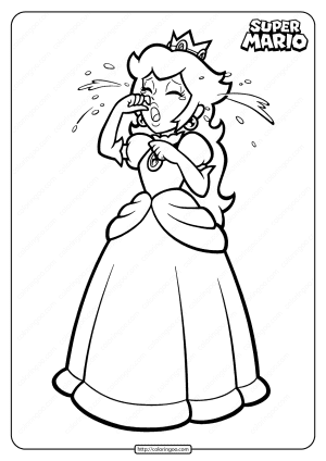 super mario princess peach crying coloring page