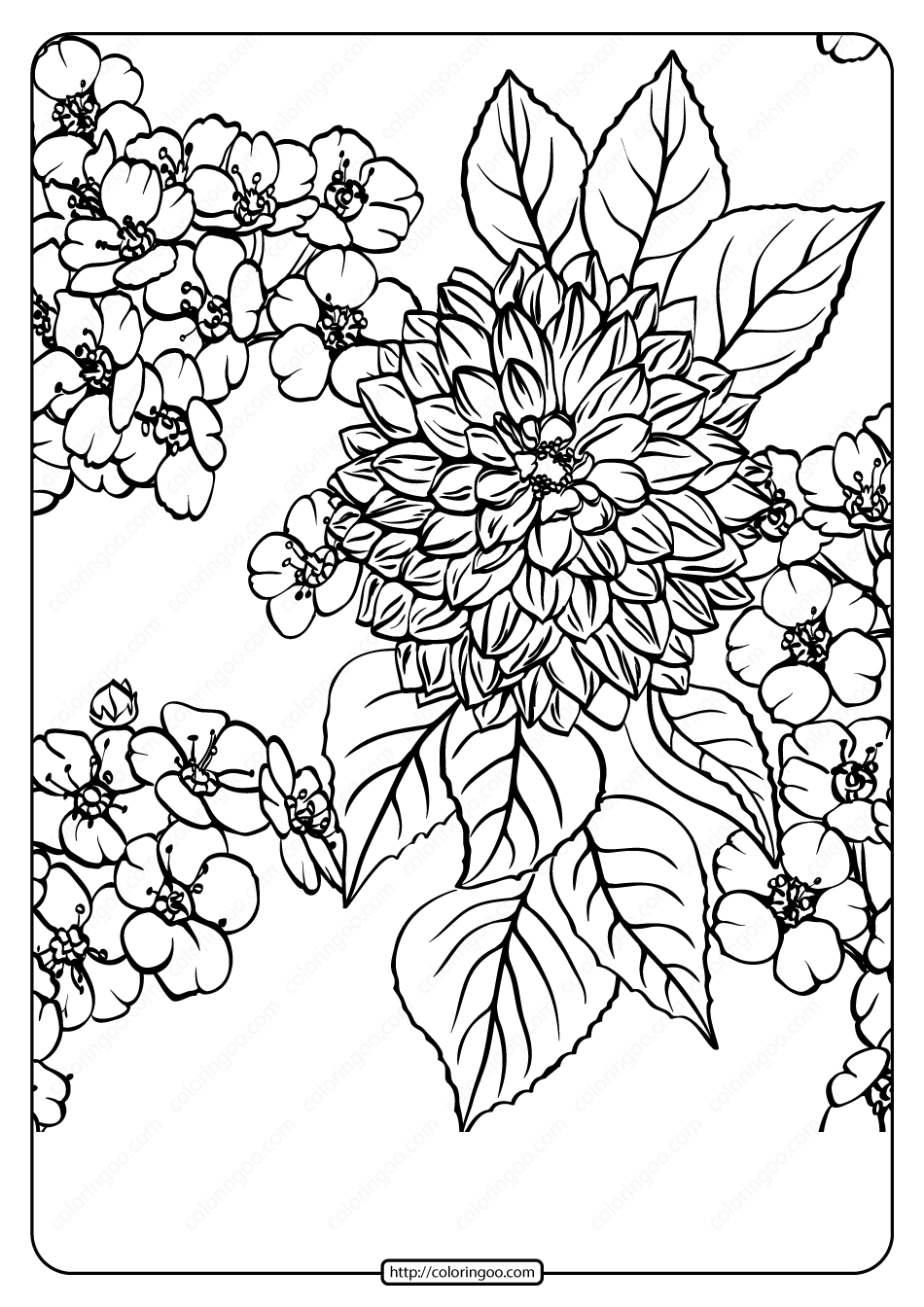 Free Printable Flower Pattern Coloring Page 09