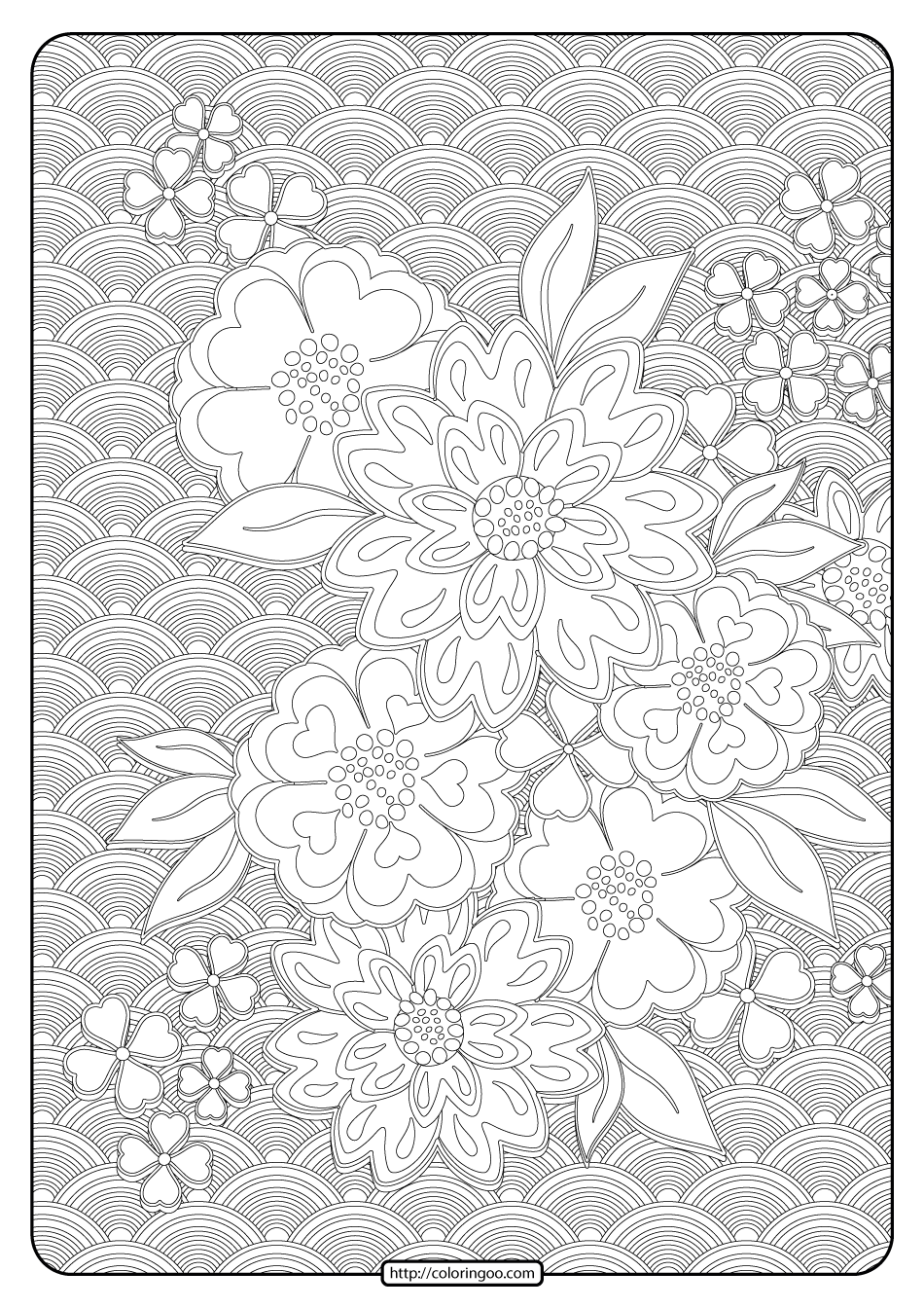 Free Printable Flower Pattern Coloring Page 10