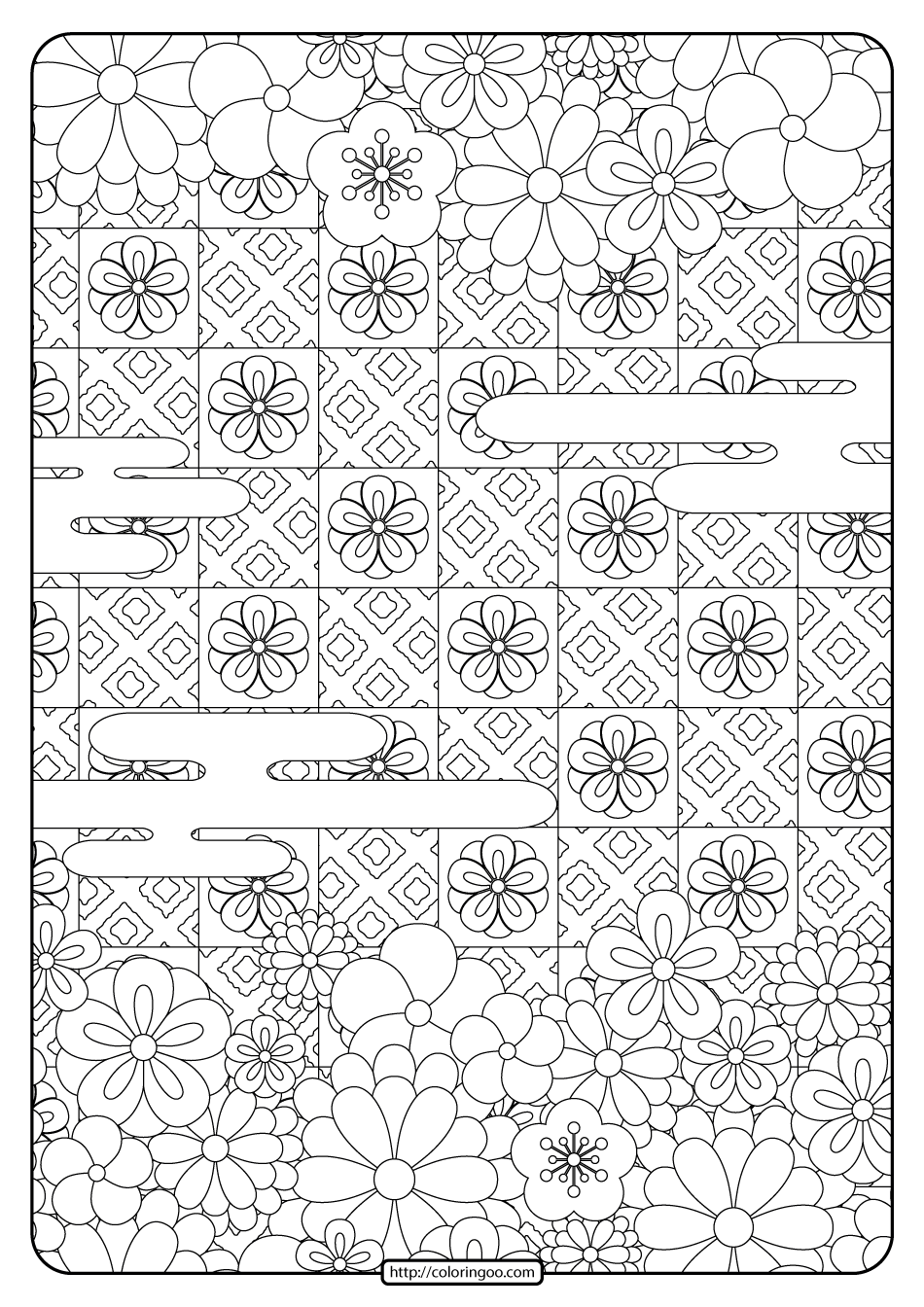 Free Printable Flower Pattern Coloring Page 15