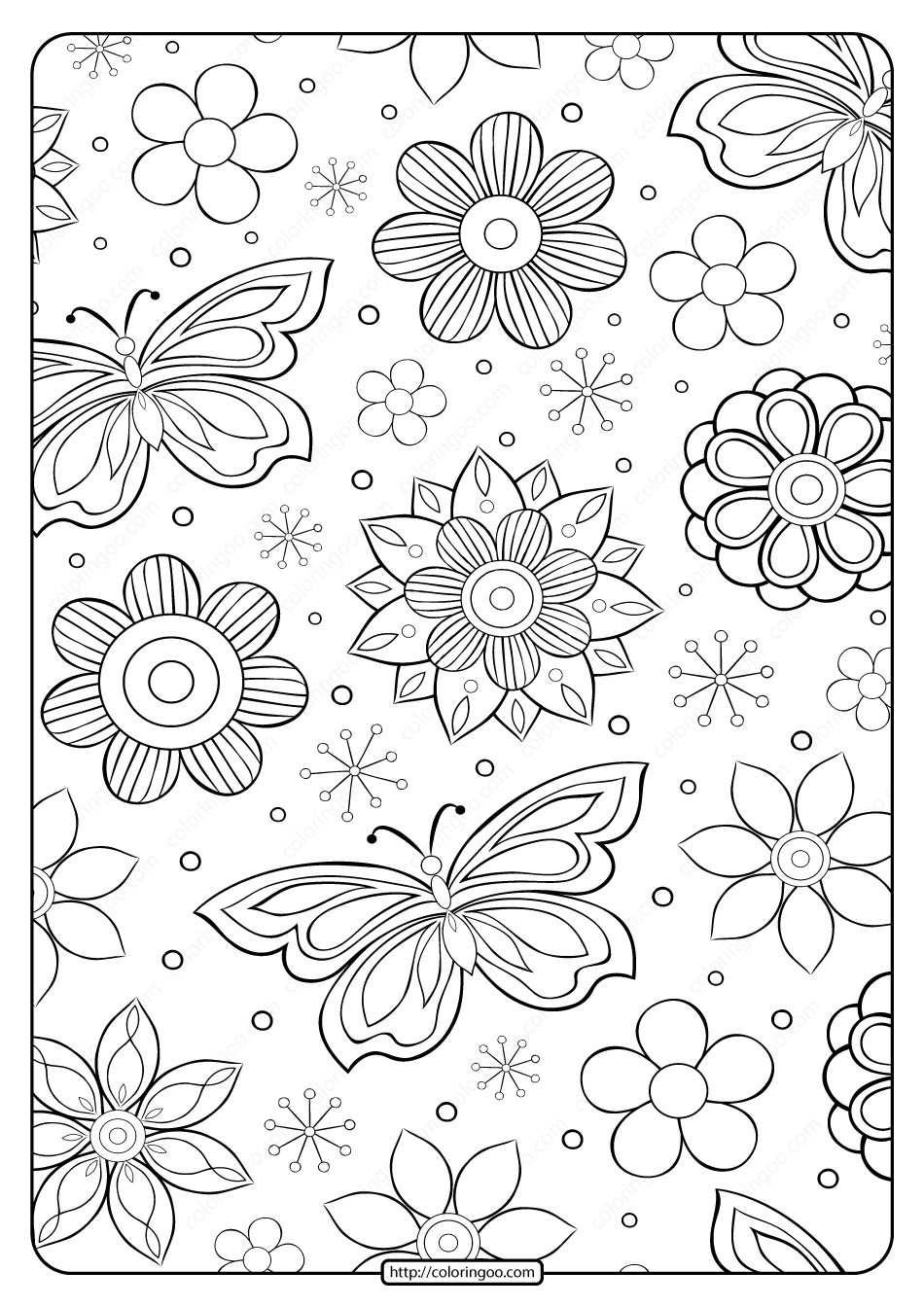 Free Printable Flower Pattern Coloring Page 19